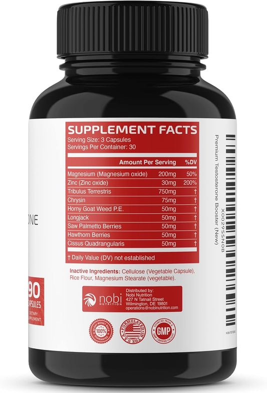 Testosterone Booster For Men | With Tongkat Ali, Tribulus Terrestris, Horny Goat Weed, Saw Palmetto, Longjack, Zinc, And