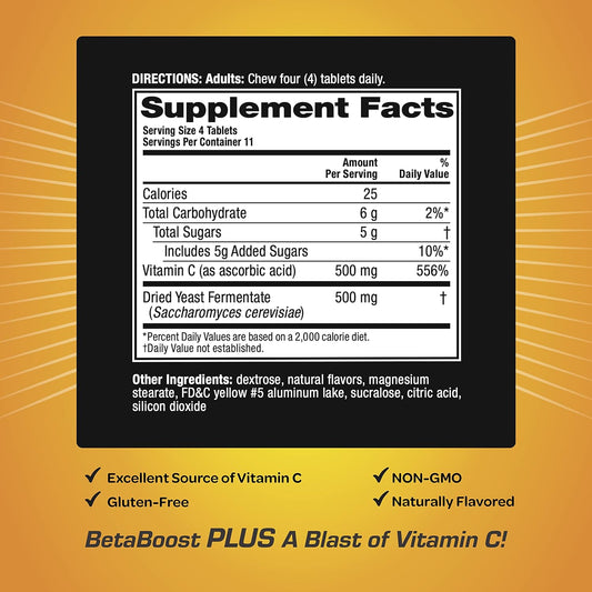 Airborne 500Mg Vitamin C Chewable Tablets With Betaboost, Boosts Healt