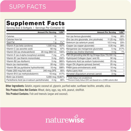 Naturewise Hair, Skin, And Nails Biotin 5,000 Mcg With Hyaluronic Acid