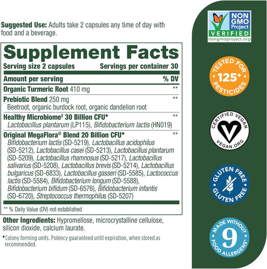 Megafood Megaflora Probiotic + Prebiotics + Turmeric - Probiotics For