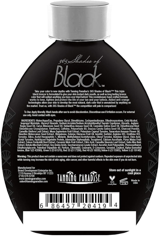 Tanning Paradise 365 Shades of Black, Triple Black Bronzing | Skin Detoxifiers, Toning & Firming Tanning Lotion 13.5