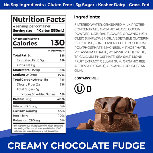 Orgain Clean Protein Shake, Grass Fed Dairy, Creamy Chocolate Fudge -