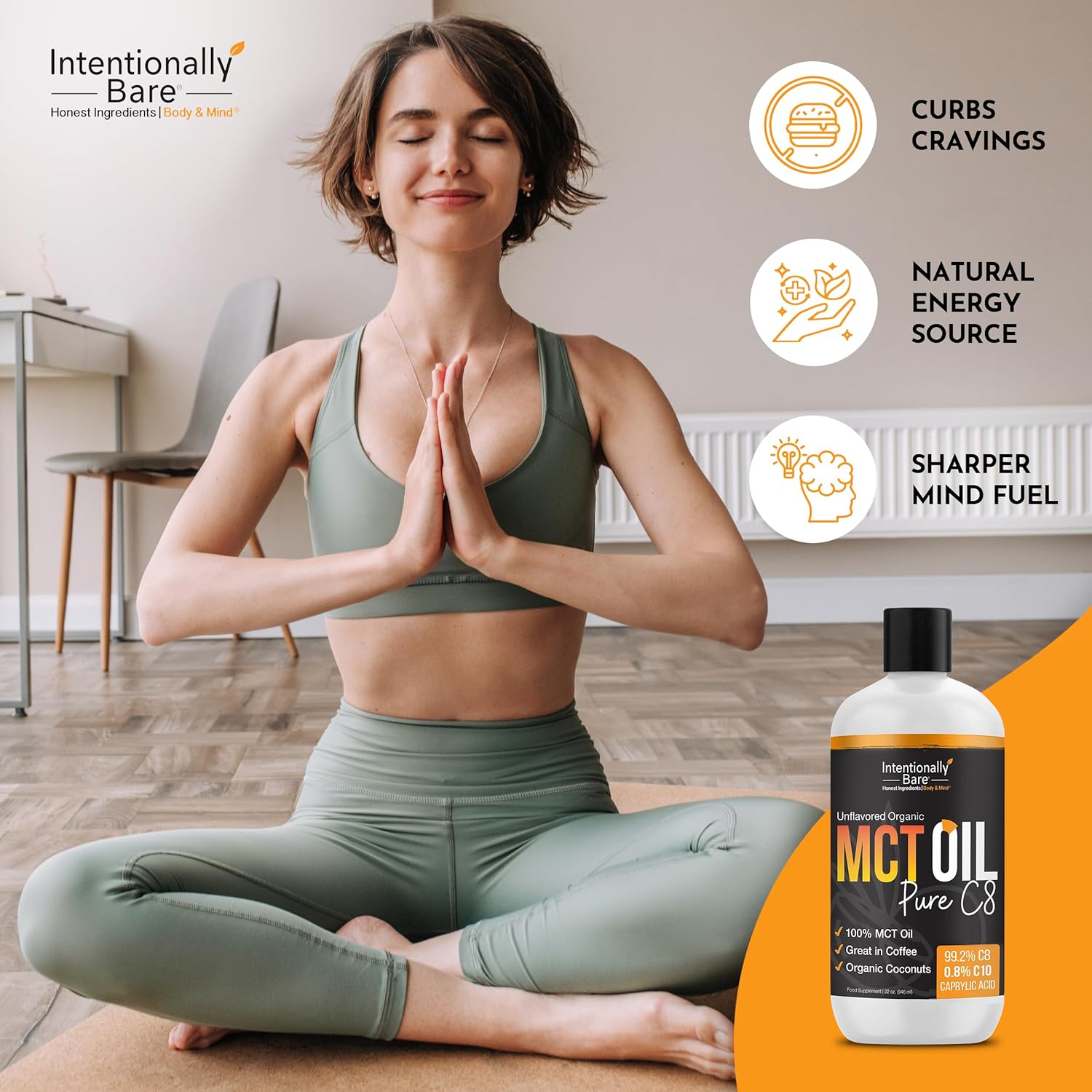 Intentionally Bare Pure C8 Organic MCT Oil - Keto, Paleo, Vegan - Coff