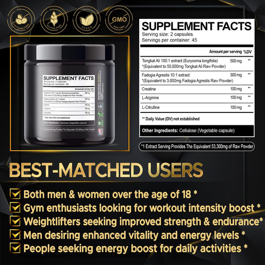 Vegatot Fadogia Agrestis Tongkat Ali 53,300Mg Ultra Extract Herbal Supplement **Usa Made And Tested** Potency Boosted Wi