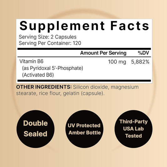 Naturebell P5P Vitamin B6 100Mg Per Serving, 240 Capsules | Activated