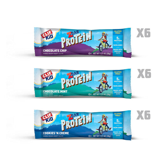 Clif Kid Zbar Protein - Variety Pack - Crispy Whole Grain Snack Bars -1.27 Ounces