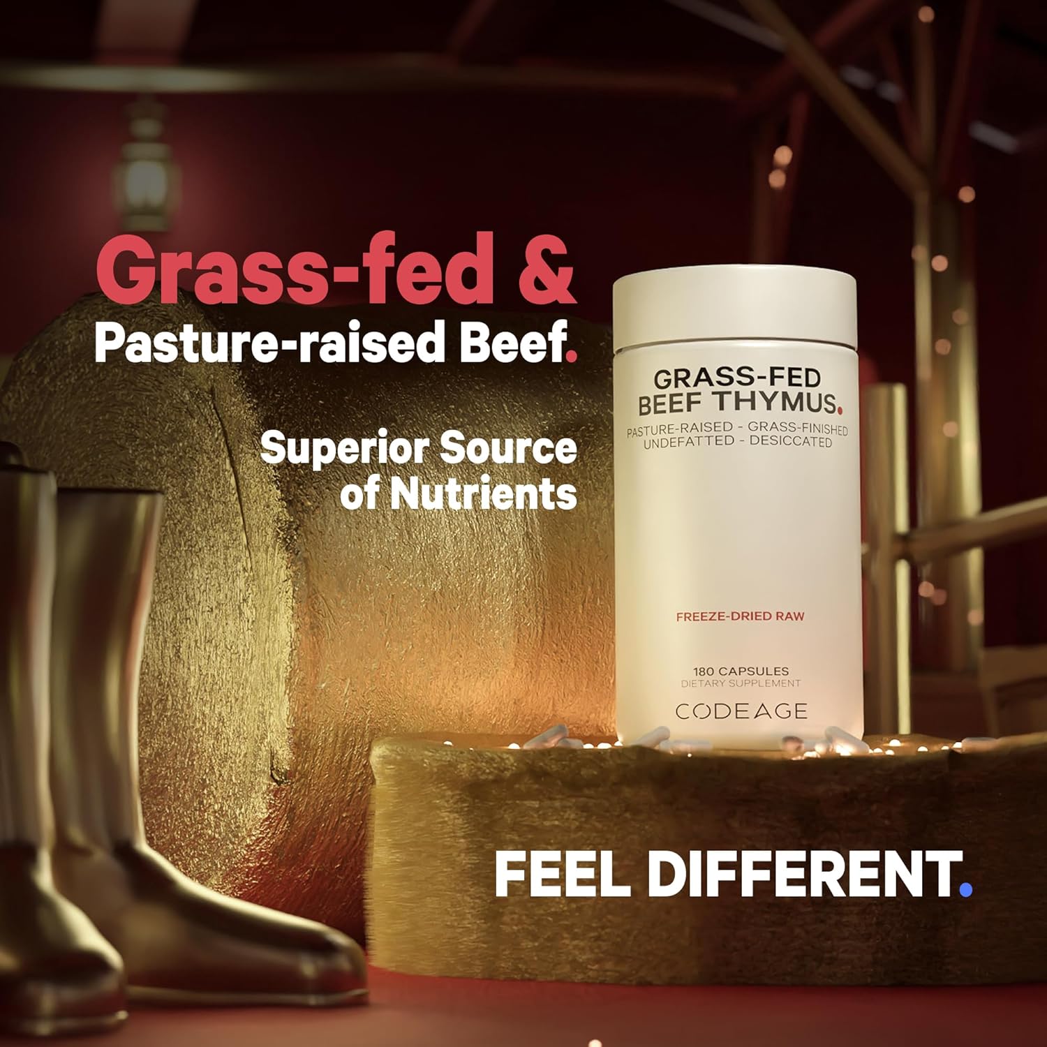 Codeage Grass Fed Beef Thymus Supplement Superfood, Freeze Dried, Non-