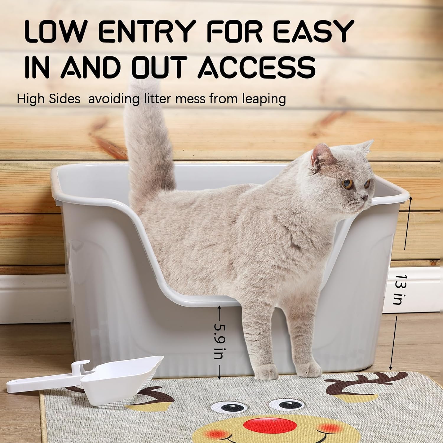 Yungyan 2 Pcs Large Cat Litter Box with High Sides, 25 x 18