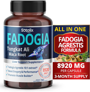 Sotalix Supplement High Strength Fadogia Agrestis Capsules - 8920 Mg Concentrated Extract Formula With Maca Root - Suppo