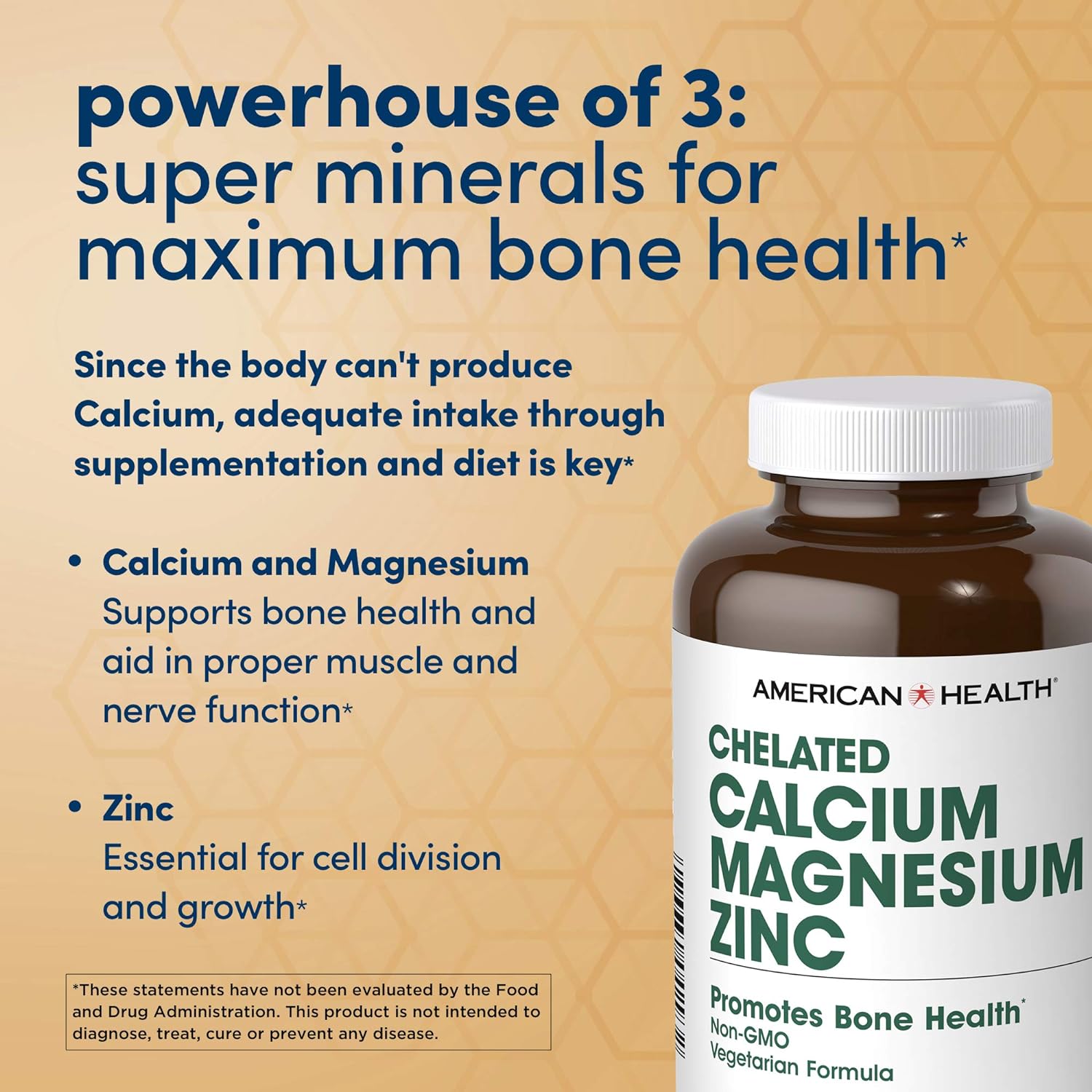 American Health Calcium/Magnesium/Zinc Tablets, 250 Count