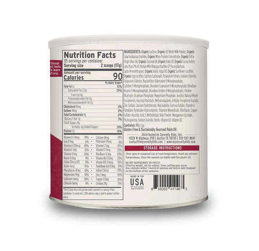 Serenity Kids Toddler Formula Powder Drink Made with Grass Fed Organic A2 Whole Milk | Easy to Digest, Clean Ingredients | Clean Label Project Purity Award Certified | 21 oz Can