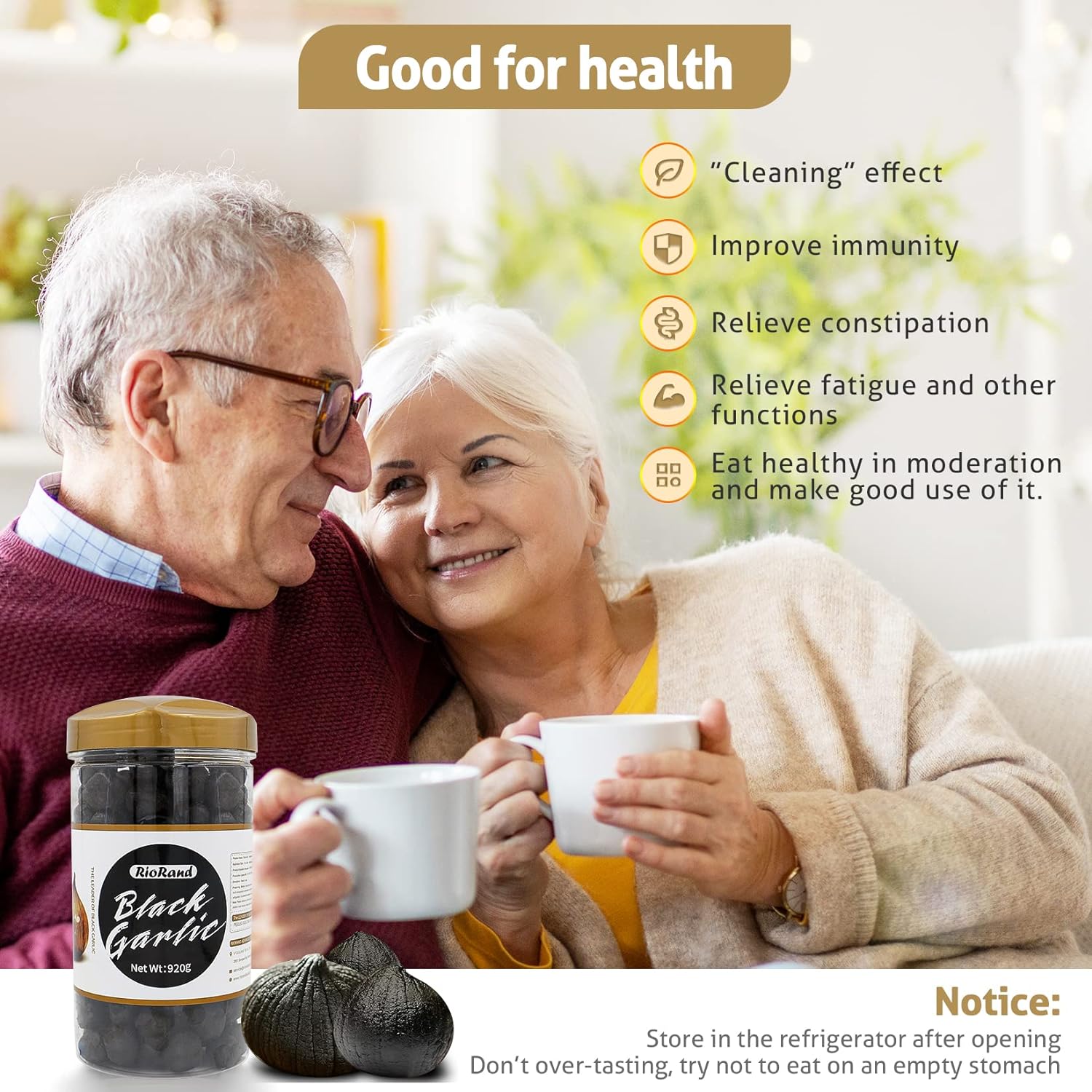 RioRand Black Garlic 920g/2.02 lbs Whole Peeled Black Garlic Aged for