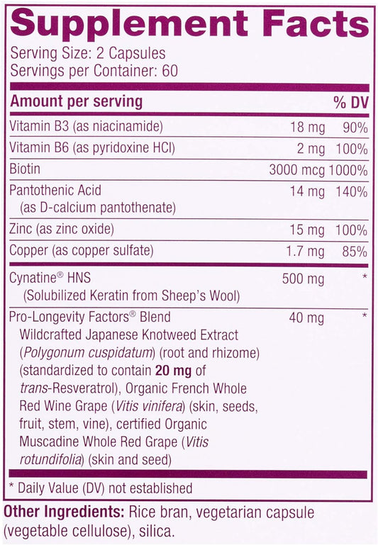Reserveage Beauty, Keratin Hair Booster With Biotin & Resveratrol, Hai