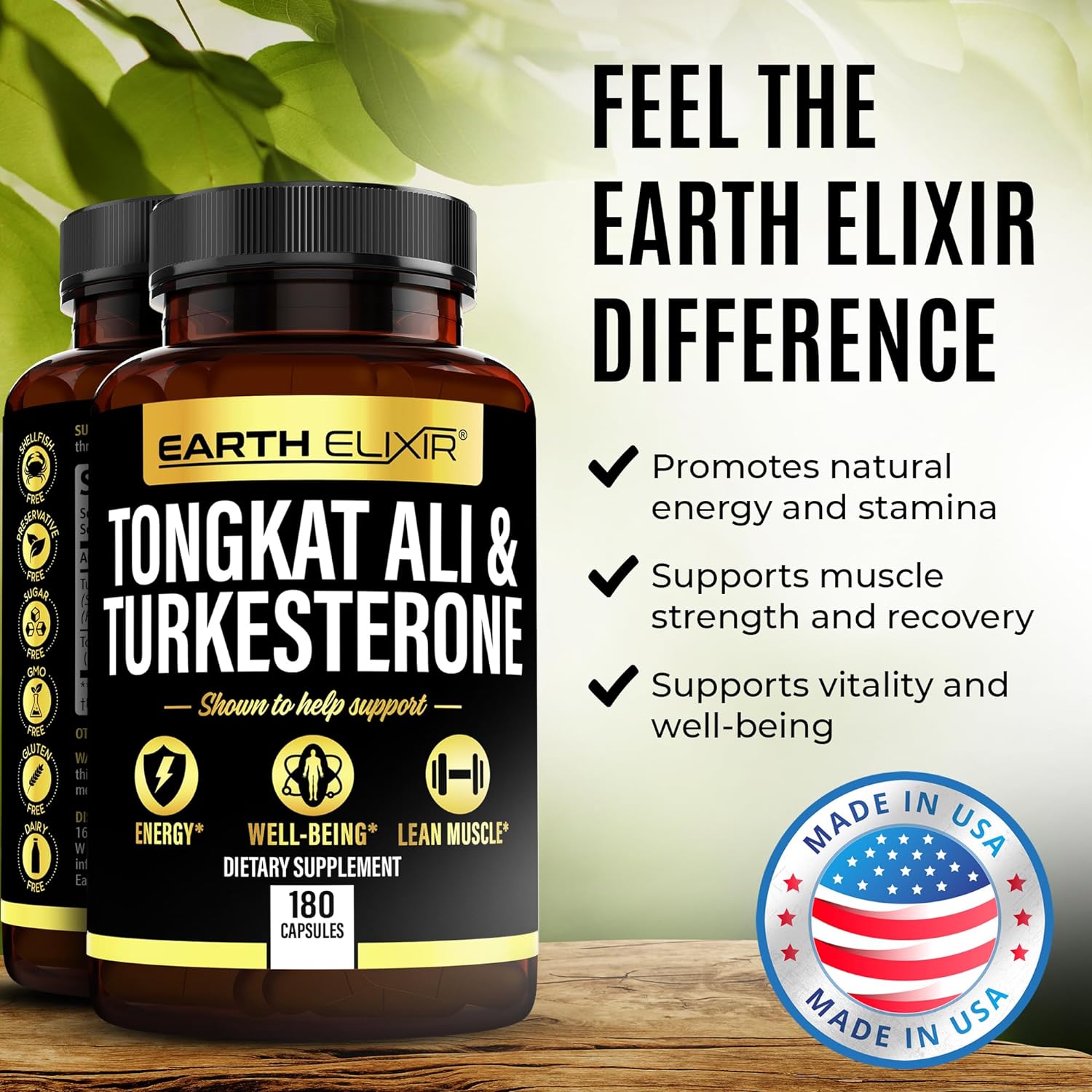 Earth Elixir Turkesterone 1000mg and Tongkat ali 400mg Supp