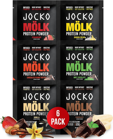 Jocko Fuel Whey Protein Powder Sampler Variety Pack, 6-1.2 Oz Single Serve Packets (7.2 Oz)