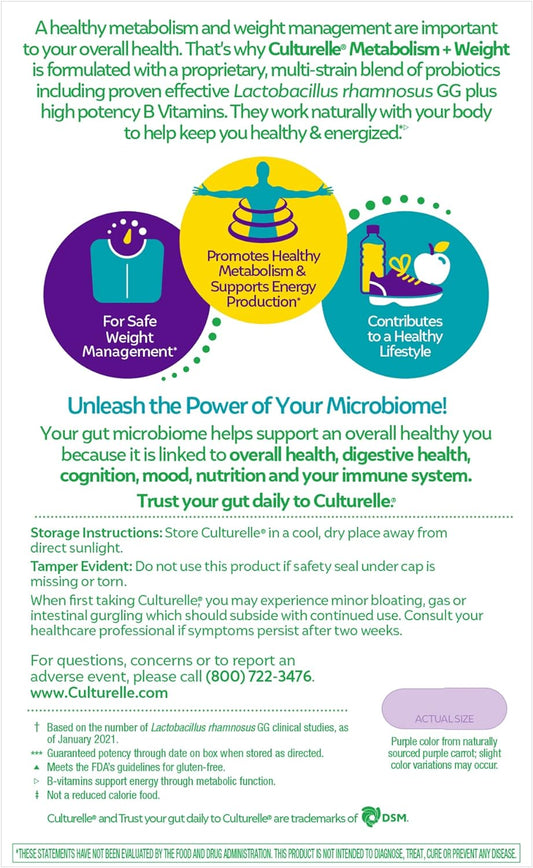 Culturelle Healthy Metabolism + Weight Management Probiotic Capsules (2.08 Ounces