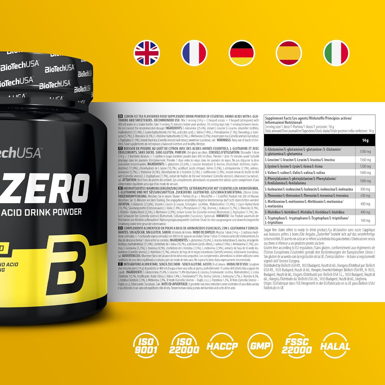 BioTechUSA EAA Zero - Essential Amino Acid Power | 7160mg EAA/serv. |