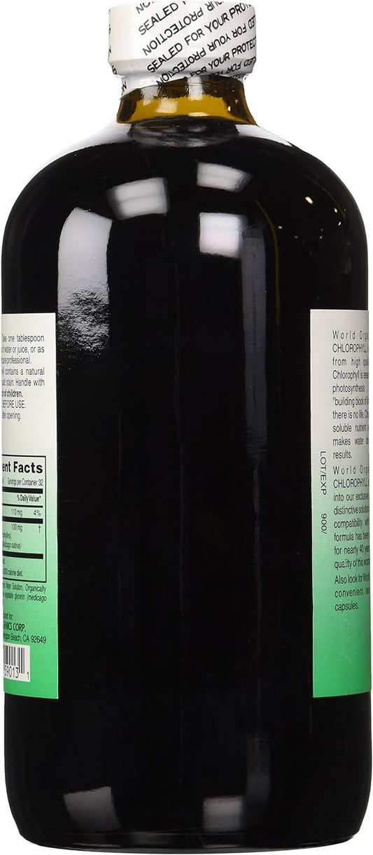 World Organics Chlorophyll Supplement Liquids, 100 Mg, 16 Ounce, 16 Fl