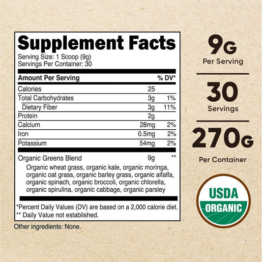 Nutricost Organic Greens Powder, 30 Servings - Superfood Powder, Certi