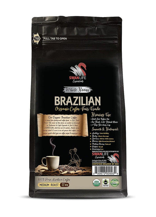 Whole Beans Coffee Gift Set - Brazilian Whole Beans Coffee Organic, Medium Roast, Non Gmo, 100% Arabica, Fair Trade, Low Acid, Organic Coffee Beans, Brazilian Coffee Ground Dark Roast 2 Bags