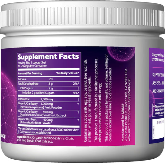 Mrm Nutrition D-Mannose + Cranberry | Cranberry Flavored | Urinary Tra