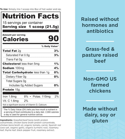 Ancient Nutrition Bone Broth Protein Powder, Chicken Soup Packets, Gra