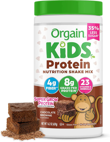 Orgain Kids Protein Powder Shake Mix, Chocolate Brownie - 8G Dairy Pro1 Pounds