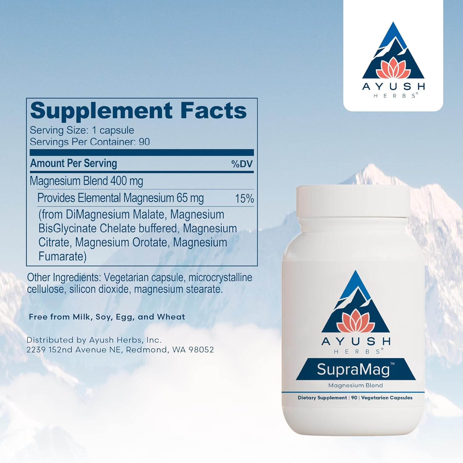 Ayush Herbs SupraMag, Sleep, Stress, and Cognitive Support Supplement,