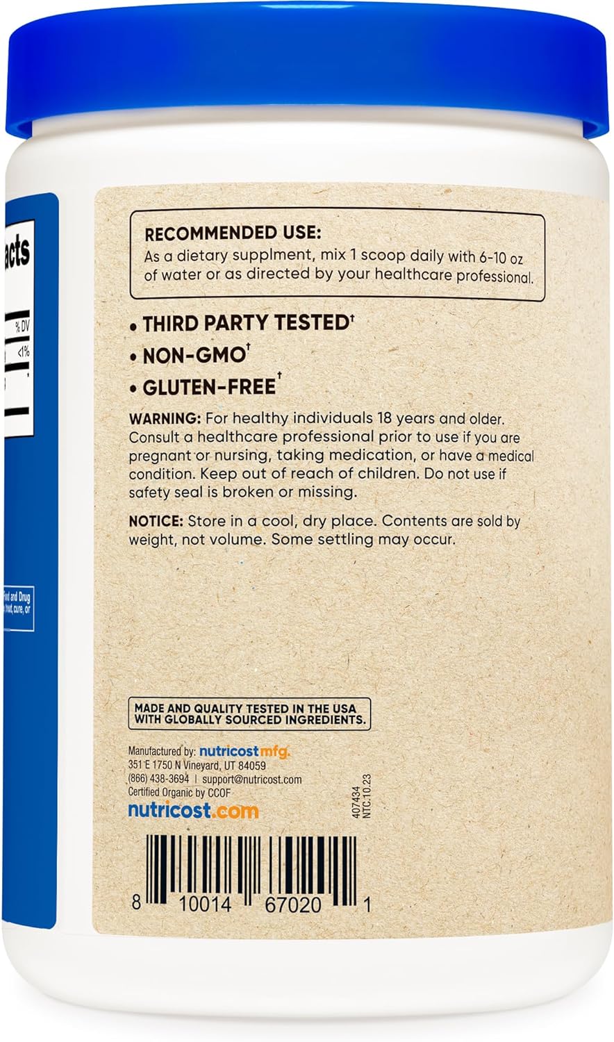 Nutricost Organic Reishi Mushroom Powder 0.5LB (8oz) - USDA Certified