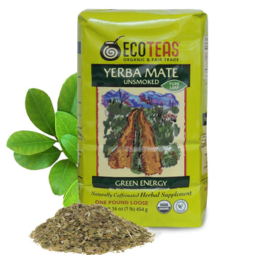 Ecoteas - Organic Unsmoked Yerba Mate Tea - Pure Loose Leaf Tea  - Organic Detox Tea - Yerba Mate Loose Leaf - Hi Caf Tea - Energy Tea Loose Leaf