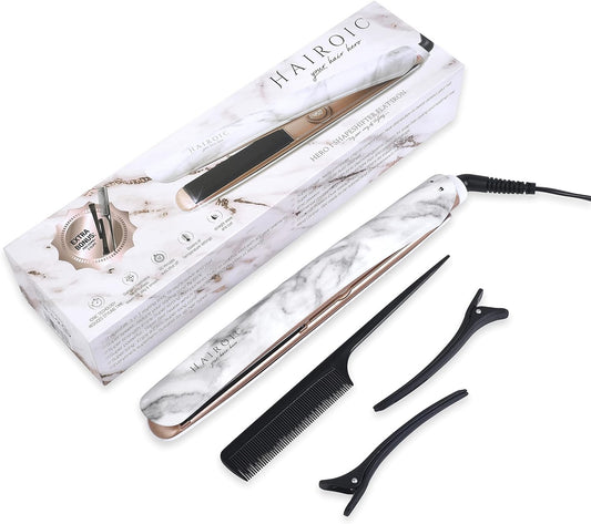 Hair Straightener, 1 Inch Ceramic at Iron for Hair, 2 in 1 Straightener and Curler, Auto Shut Off,Dual Voltage Travel at Iron,Best 1 Inch at Iron to Ease Frizz,HAIROIC (White Marble)
