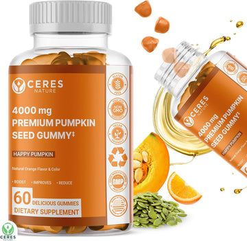 Pumpkin Seed Oil Gummies 4,000 mg for Hair Growth, Urinary Tract Support, Bladder Control Supplement, Younger Looking Sk