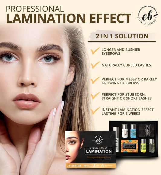 Eye Brow Lamination Kit Professional - Complete 2in1 DIY Lash Lift and Brow Lamination Kit at Home - Brow Perm Lamination Kit - Easy to Use - Instant Long-Lasting Results by Elevate the Beauty