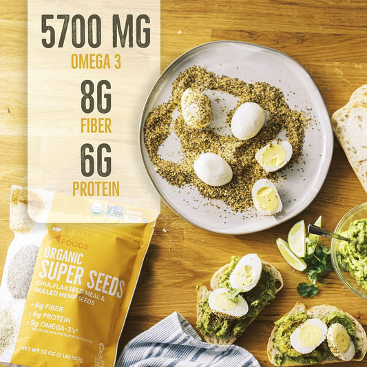Betterbody Foods Superfood Organic Super Seeds - Chia Flax & Hemp Seeds, Blend Of Organic Chia Seeds Organic Milled Flax Seed Organic Hemp Hearts, Add To Smoothies Shakes & More