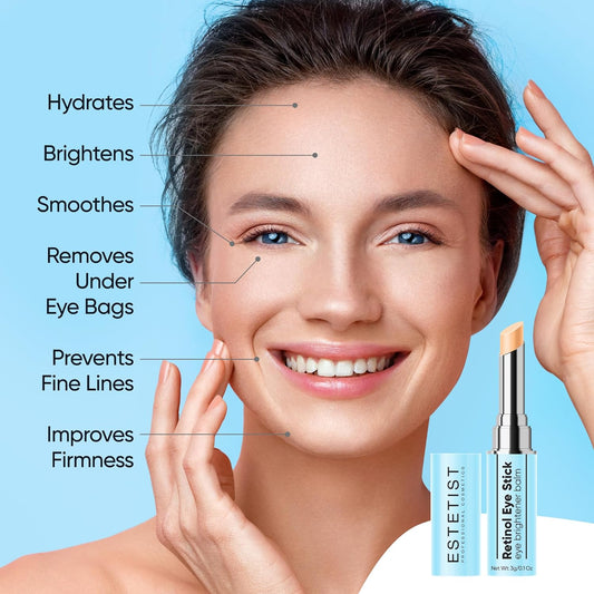Retinol Eye Stick Brightener Balm Dark Circles Treatment Prevent Fine Lines Improves Under Eye Area Firmness Hydrates Smoothes Wrinkles Anti-Aging Eye Cream For Puffiness & Bags Brightening Eye Cream
