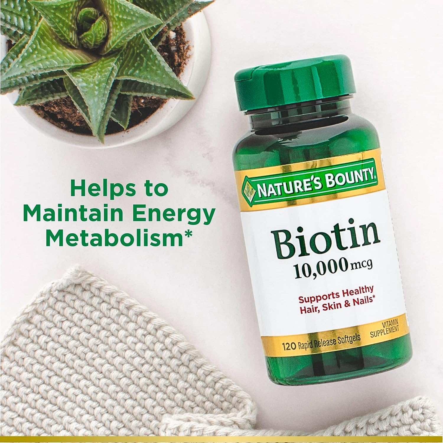 Nature's Bounty Biotin, Supports Healthy Hair, Skin and Nails, 10,000
