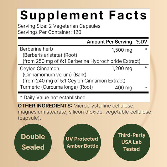2 Pack Berberine Supplement 1500Mg, 480 Veggie Capsules | Plus 1200Mg