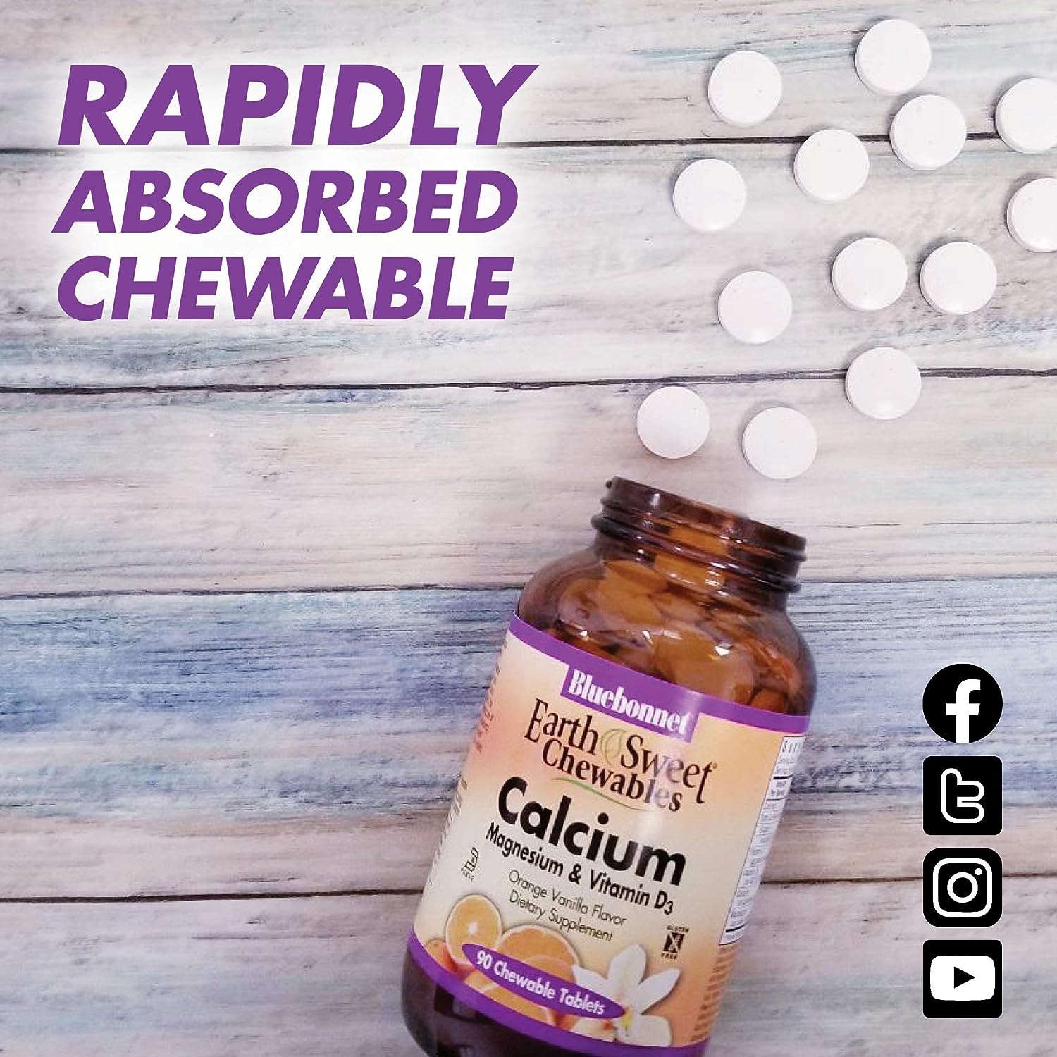 Bluebonnet Nutrition Calcium Magnesium Plus Vitamin D3 Earthsweet, Bon