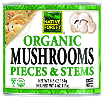 Native Forest Organic Mushrooms Pieces & Stems  Canned Mushrooms, Low6.44 Pounds