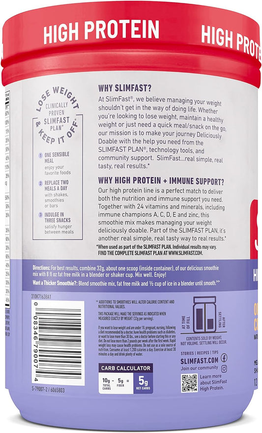 Slimfast Advanced Immunity High Protein Meal Replacement Smoothie Mix,1.69 Pounds