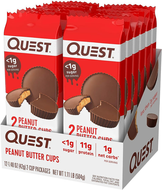 Quest Nutrition High Protein Low Carb, Gluten Free, Keto Friendly, Peanut Butter Cups, 12 Count (Pack Of 1) (Total- 17.7