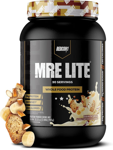 Redcon1 Mre Lite Whole Food Protein Powder, Banana Nut Bread - Low Car