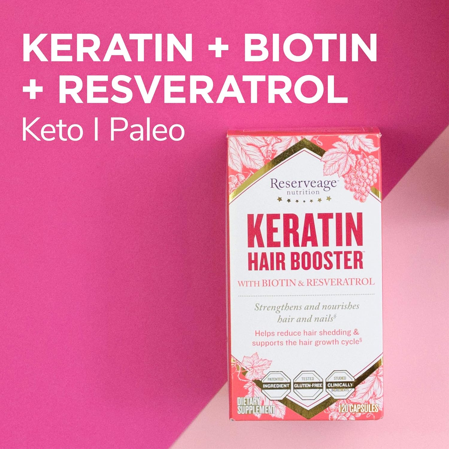 Reserveage Beauty, Keratin Hair Booster with Biotin & Resveratrol, Hai