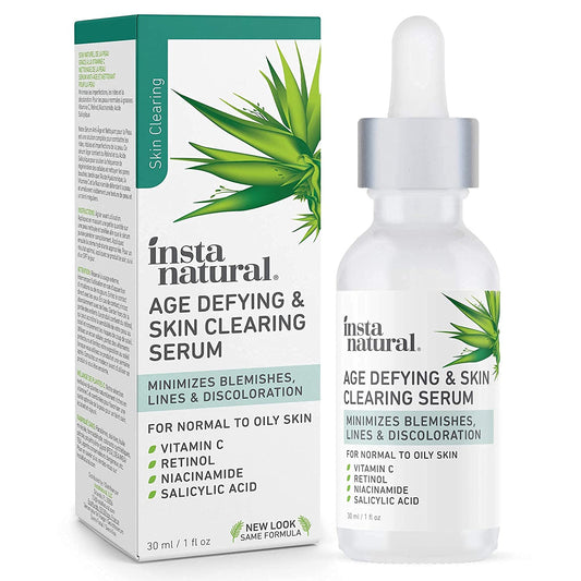 InstaNatural Vitamin C Anti Aging Skin Clearing Serum - Wrinkle, Fine Line, Pigmentation, Pore Minimizer & Dark Spot Corrector for Face - Retinol, Hyaluronic, & Salicylic Acid