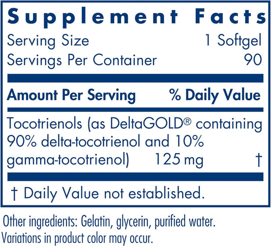 Allergy Research Group Delta-Fraction Tocotrienols 125 Milligrams 90 S