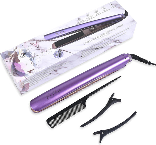 Hair Straightener, 1 Inch Ceramic at Iron for Hair, 2 in 1 Straightener and Curler, Auto Shut Off,Dual Voltage Travel at Iron,Best 1 Inch at Iron to Ease Frizz,HAIROIC (Purple)