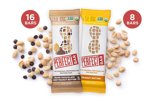 Perfect Bar Original Refrigerated Protein Bar, Dark Chocolate Chip Peanut Butter Variety Bundle, 2.3-2.5 Ounce Bar, 8 Count