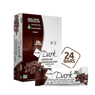 Nugo Dark Chocolate Chocolate Chip, 12G Vegan Protein, 200 Calorie, Gluten Free, 24 Count