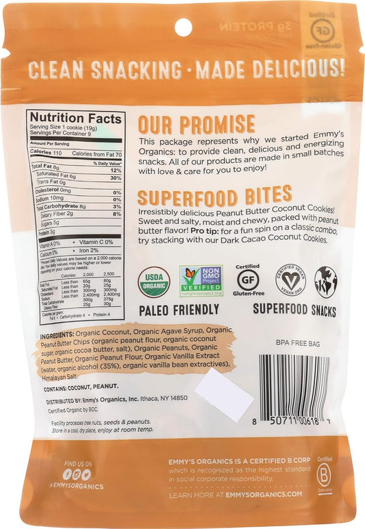 EMMYS Organic Peanut Butter Coconut Cookie, 6 OZ : Grocery