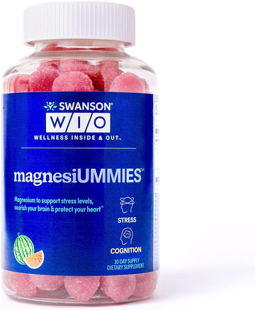 Swanson WIO? magnesiUMMIES? Stress Support, Heart Health, Stress, Watermelon, Magnesium 336mg, Vegan, Non-GMO, Gluten-Free, Mental Wellness, Bone Health - 12 Bottle, 120 Gummies (30-Day Supply)